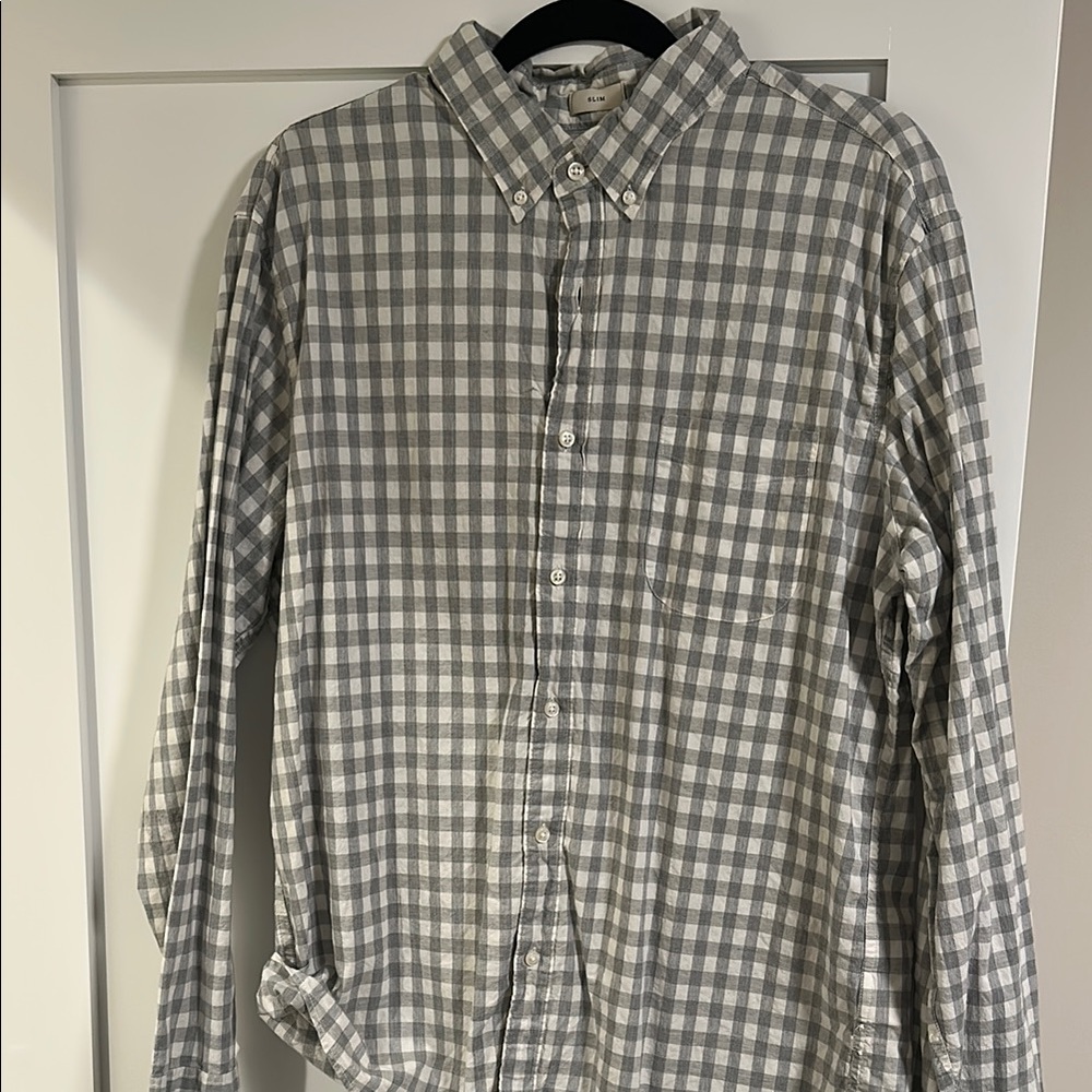 J. Crew Men's Gray Checkered Shirt